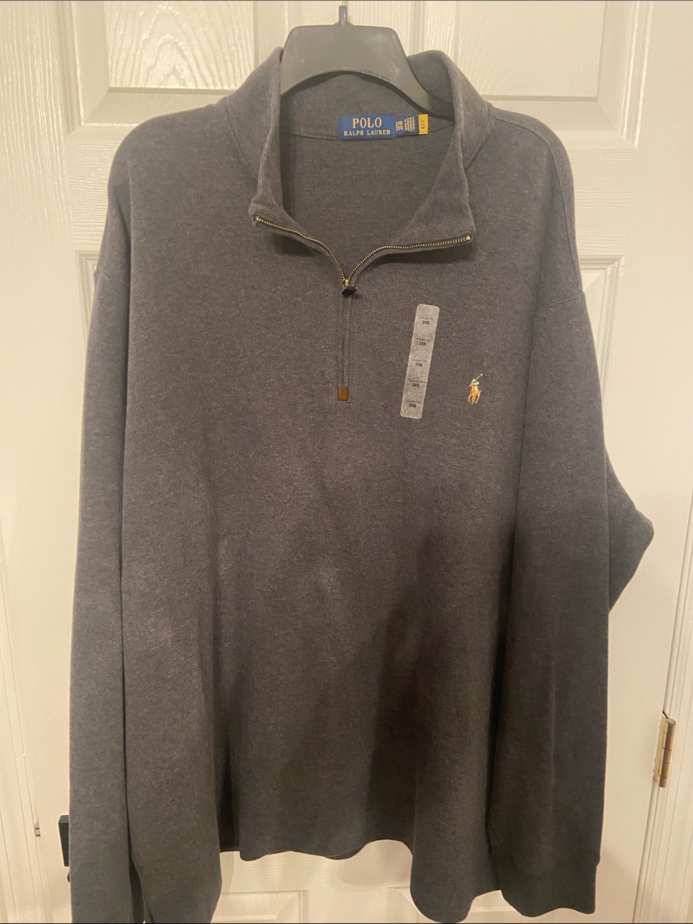 Polo by Ralph Lauren Dark Charcoal Half-Zip Sweater with Embroidered Pony